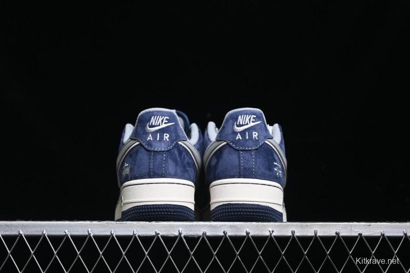 Nike Air Force 1 '07 Low Stussy Collaboration - Grey Blue Suede Low-Top Casual Sneakers - SJ6698-007
