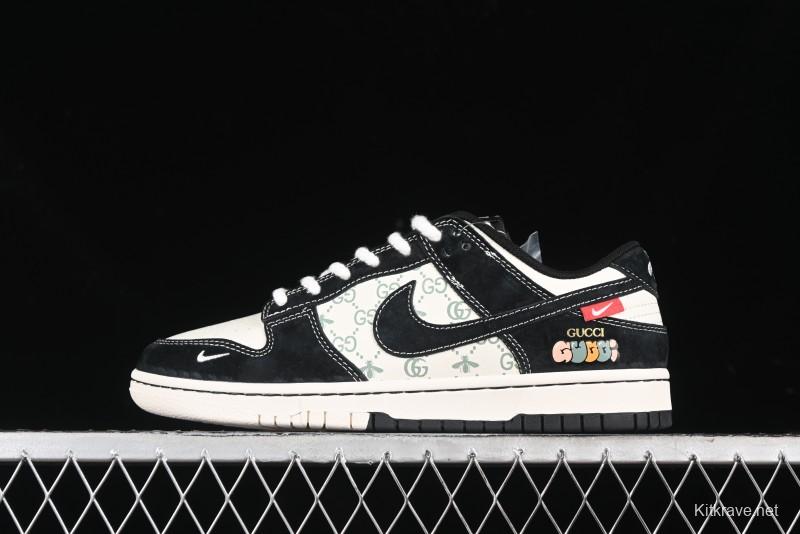 Nike SB Dunk Low Gucci Collaboration - Small Bee Series Black Hook Anniversary High-End Custom Low-Top Casual Sneakers - MM1089-030