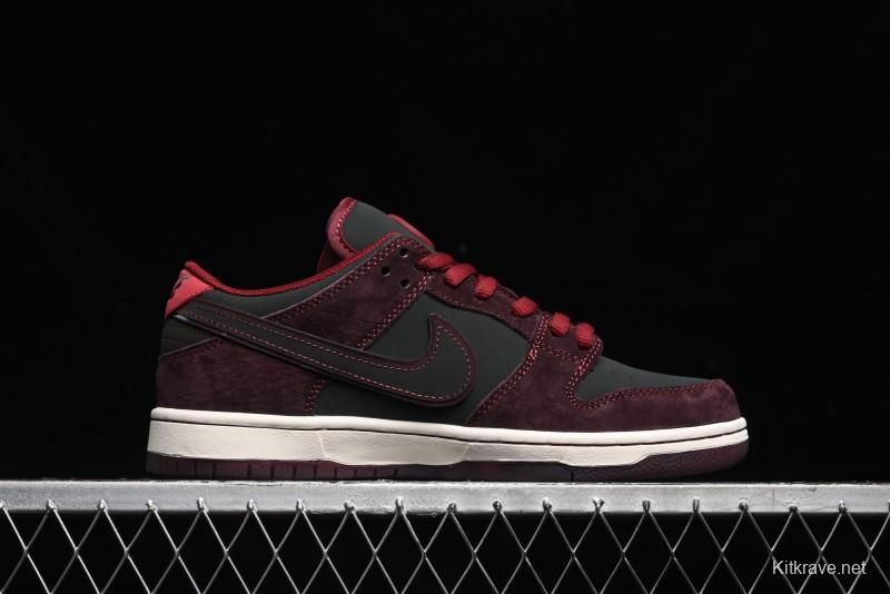 Nike SB Dunk Low Bordeaux Red Skate Shoes Collaboration with Riot Skateshop - FZ1289-200