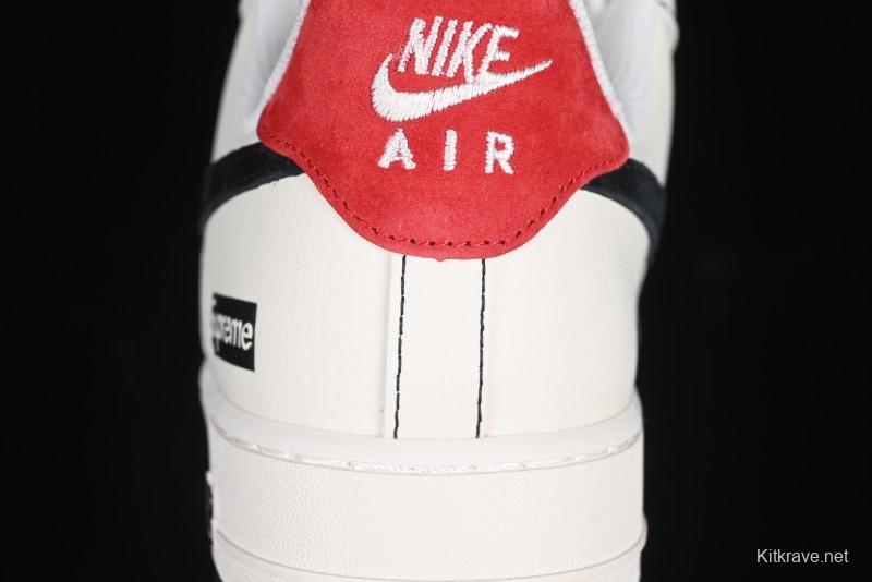 Nike Air Force 1 '07 Low Supreme Collaboration Casual Sneakers in Beige Black Red - BB7518-019