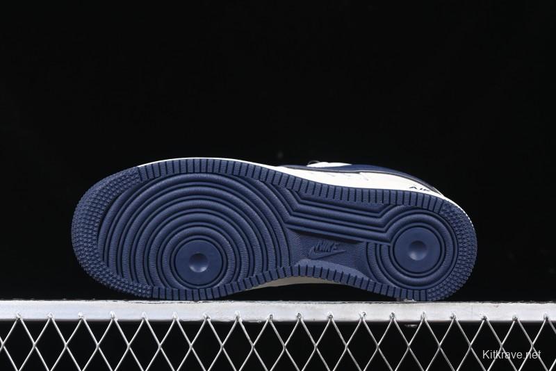 Nike Air Force 1 '07 Low Stussy Collaboration - Navy Blue & Off-White Low-Top Casual Sneakers - XZ3328-568