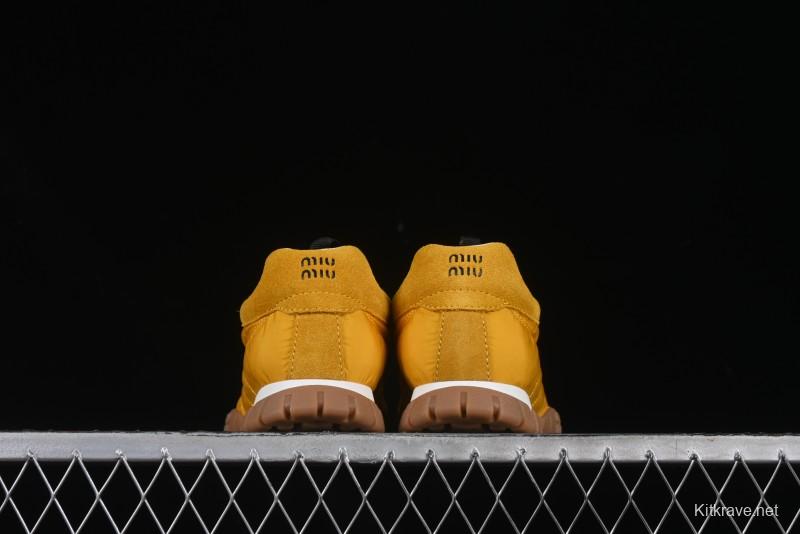 Miu Miu Suede Round Toe Lace-Up Women's Low-Top Casual Shoes - 99D4