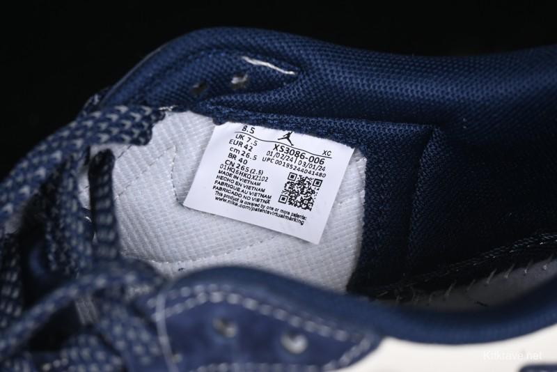 Nike Travis Scott x Fragment Design x Air Jordan 1 Low OG SP AJ1 Collaboration Sneakers - Prussian Blue - XS3086-006