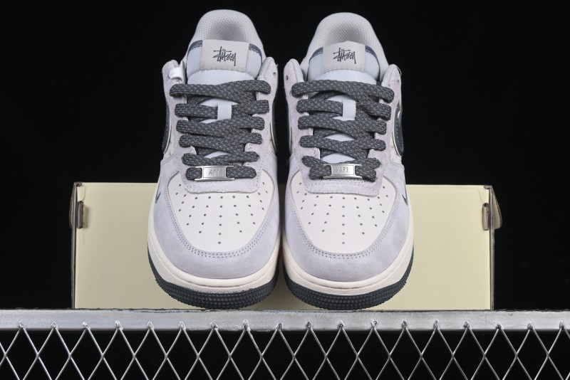 Nike Air Force 1 '07 Low Stussy Collaboration Grey Swoosh Casual Sneakers - XZ6188-911