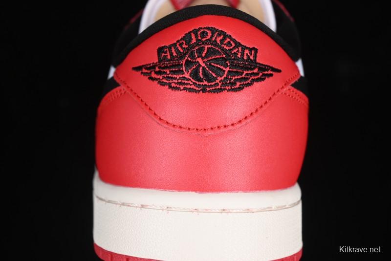 Nike Air Jordan 1 Low AJ1 White Red Black Hook Casual Sneakers - HQ6998-600