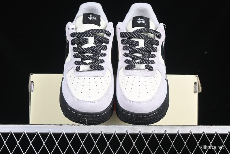 Nike Air Force 1 '07 Low Stussy Collaboration All Black Low-Top Casual Sneakers - XZ6188-195