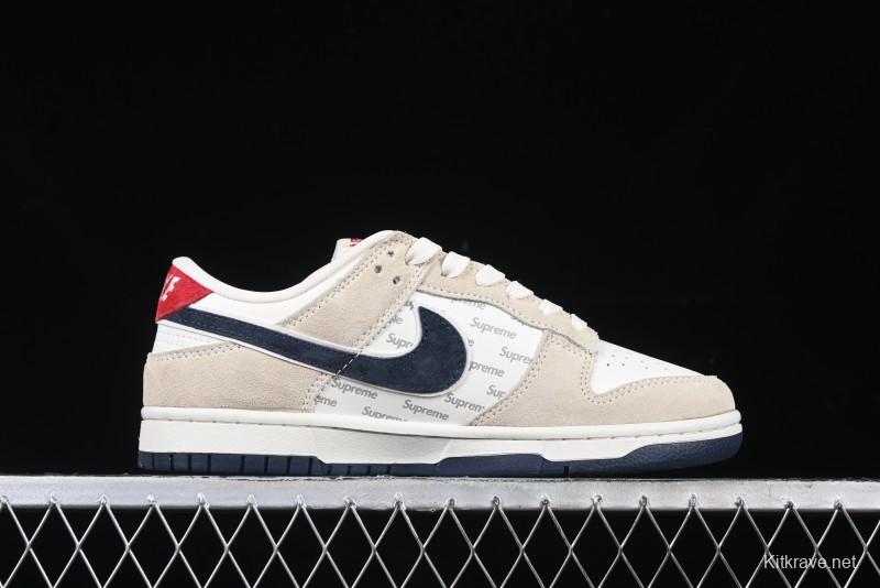 Nike SB Dunk Low Supreme Collaboration - Cream Coffee Anniversary High-End Custom Low-Top Casual Skate Shoes - AG3702-850