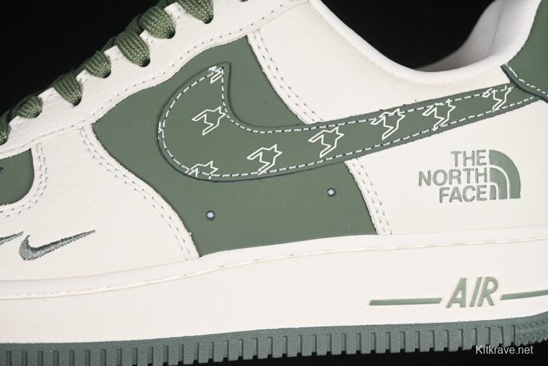 Nike Air Force 1 '07 Low The North Face Collaboration Beige Green Mini Swoosh Casual Sneakers - KK1988-043
