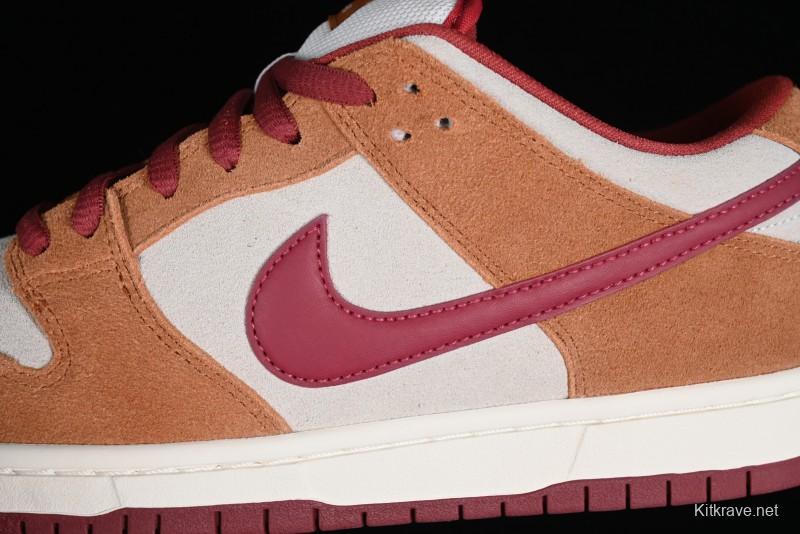 Nike SB Dunk Low Pro Brown Red Colorway SB Low Top Casual Skate Shoes - BQ6817-202