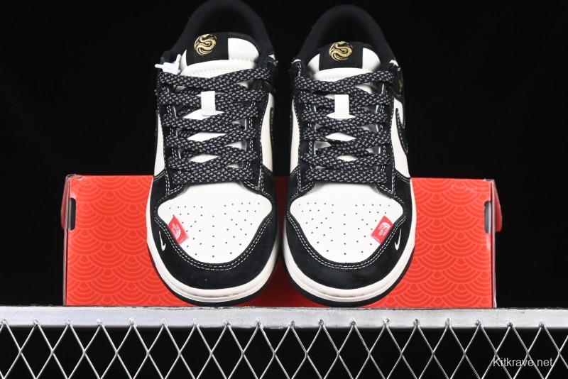 Nike SB Dunk Low The North Face Year of the Snake Black White Black Swoosh Anniversary Custom Low-Top Casual Sneakers - FC1688-210