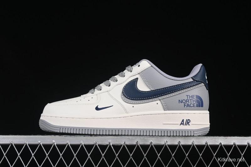 Nike Air Force 1 '07 Low The North Face Collaboration Grey Blue Double Swoosh Casual Sneakers - XS1958-520