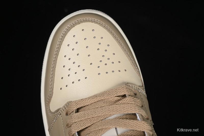 Nike Air Jordan 1 Low AJ1 Wheat Color Low-Top Casual Sneakers - DC0774-203