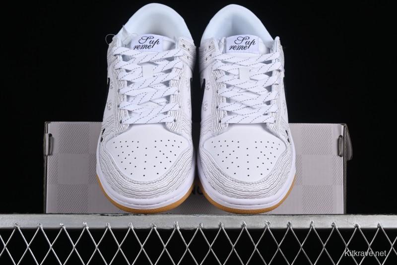Supreme x Nike Dunk Low SB Casual Skate Shoes with Zoom Air Cushion - XD6188-034