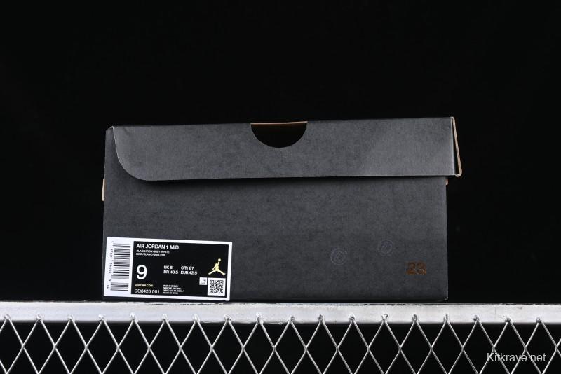 Nike Air Jordan 1 Mid AJ1 White Black Gray Culture Leisure Sneakers - DQ8426-001