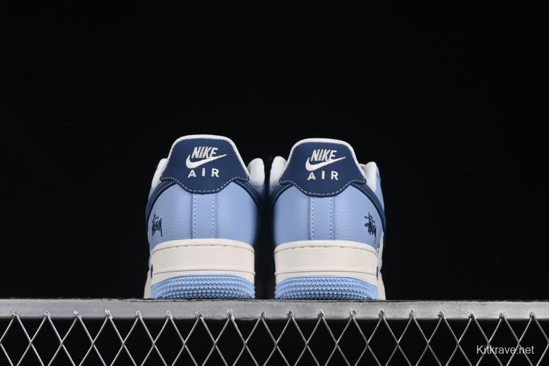 Nike Air Force 1 '07 Low Stussy Collaboration Dual-Tone Sky Blue Low-Top Casual Sneakers - XS1958-516