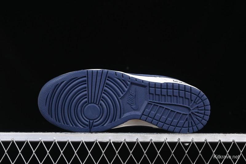 Nike SB Dunk Low Supreme Collaboration Grey Blue Woven Label Anniversary High-End Custom Low-Top Casual Skate Shoes - BB7518-026
