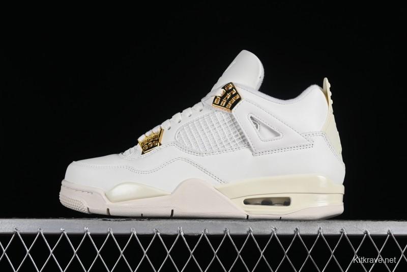 Nike Air Jordan 4 Retro Sneakers with Metallic Gold Design - AQ9129-170