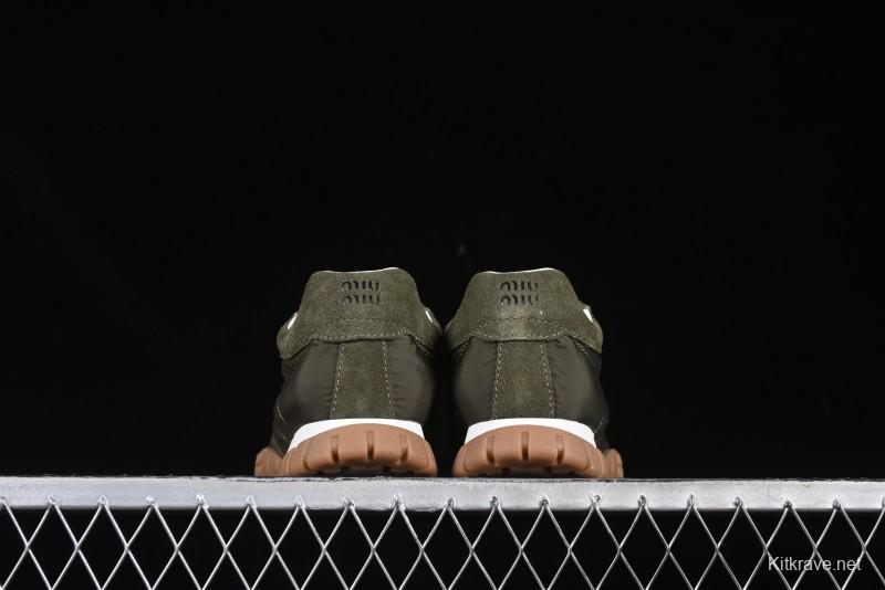 Miu Miu Suede Round Toe Lace-Up Low Top Women's Casual Shoes - 99D4