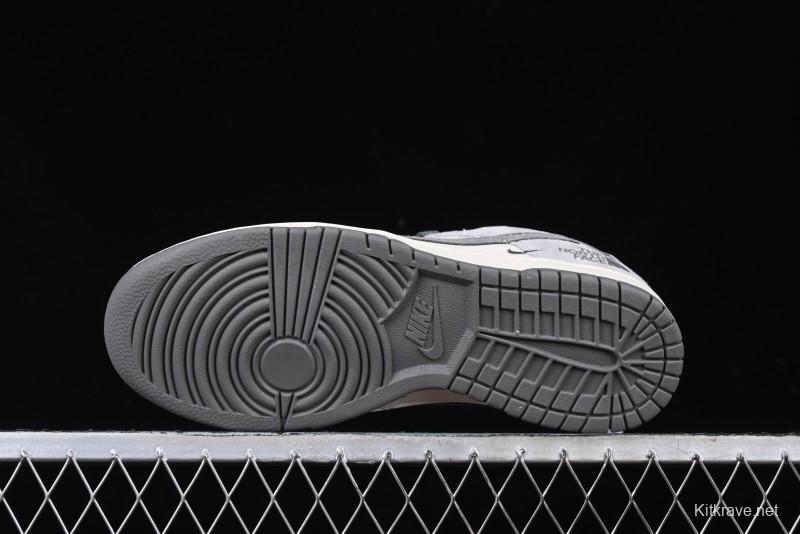 Nike SB Dunk Low The North Face Collaboration Double Swoosh Grey Pigskin Anniversary Edition Custom Low-Top Casual Skate Shoes - XX3168-009