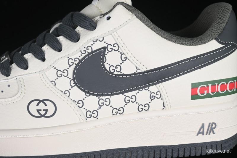 Nike Air Force 1 '07 Low Gucci Collaboration Beige Grey Pattern Low-Top Casual Sneakers - XZ6188-723