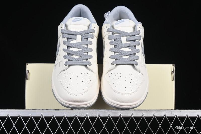 Nike SB Dunk Low Stussy Collaboration Light Grey Brushed Swoosh Anniversary Custom Low-Top Casual Sneakers - XX2025-608