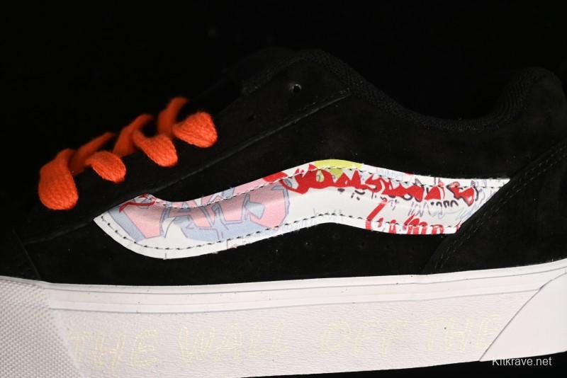 Vans Classics Knu Skool Retro Sneakers with Embroidered Graffiti Design and Thick Tongue - VN000CS00ZB