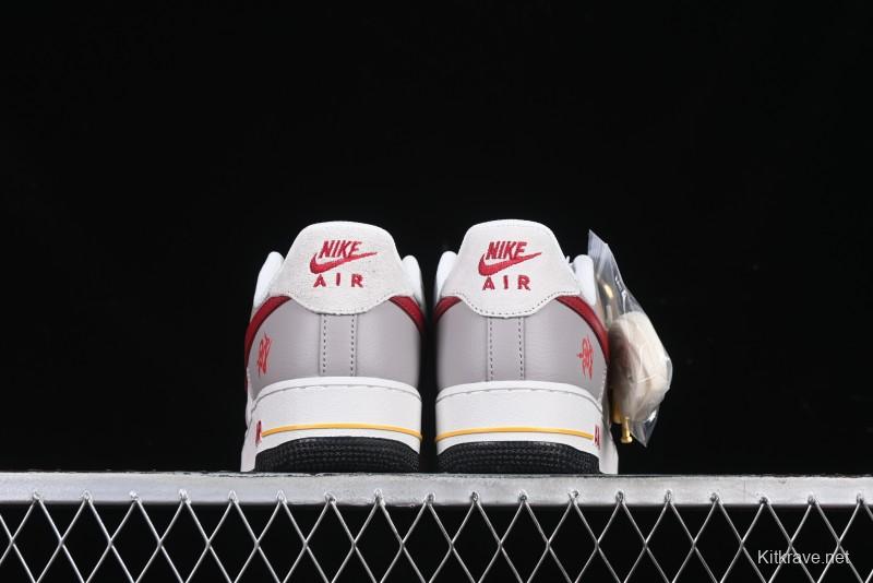 Nike Air Force 1 '07 Low Year of the Snake Limited Edition Beige Grey Red Swoosh Casual Sneakers - DM6688-029