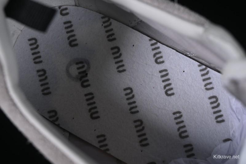 Miu Miu Suede Round Toe Lace-Up Low Top Women's Casual Shoes - 99D4