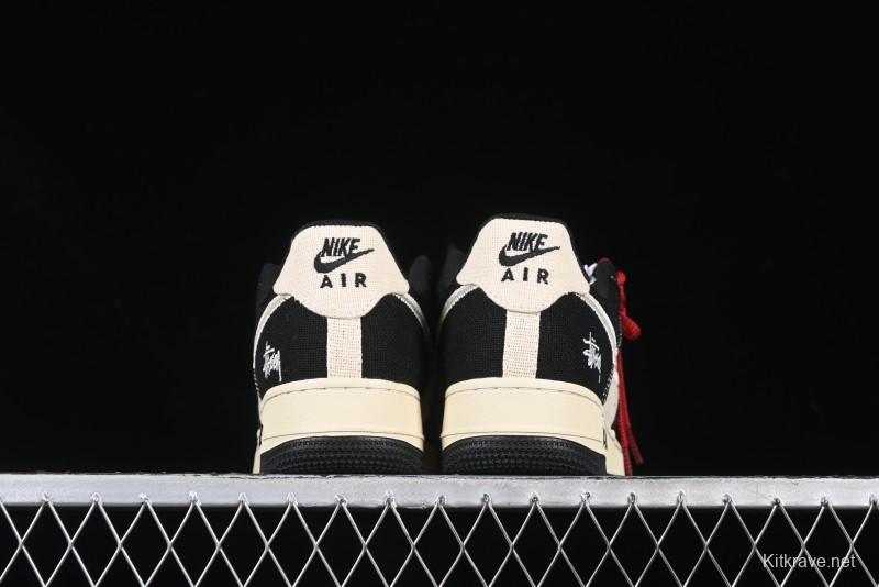Nike Air Force 1 '07 Low Stussy Collaboration Beige Black Low-Top Casual Sneakers - XZ6188-762