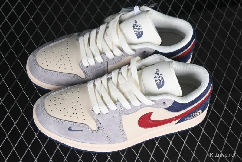 Nike Air Jordan 1 Low AJ1 The North Face Collaboration Grey Blue Red Hook Retro Basketball Shoes - DM9188-012