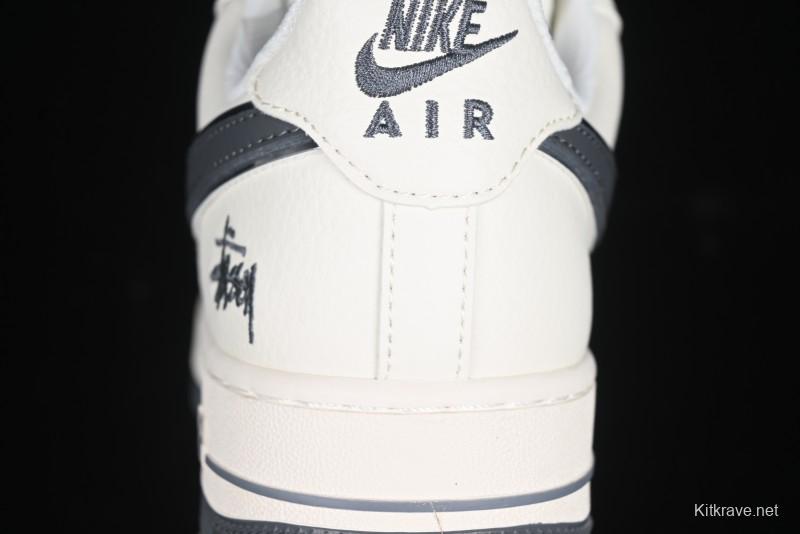 Nike Air Force 1 '07 Low Stussy Collaboration - Grey English Patchwork Low-Top Casual Sneakers - XZ3328-536