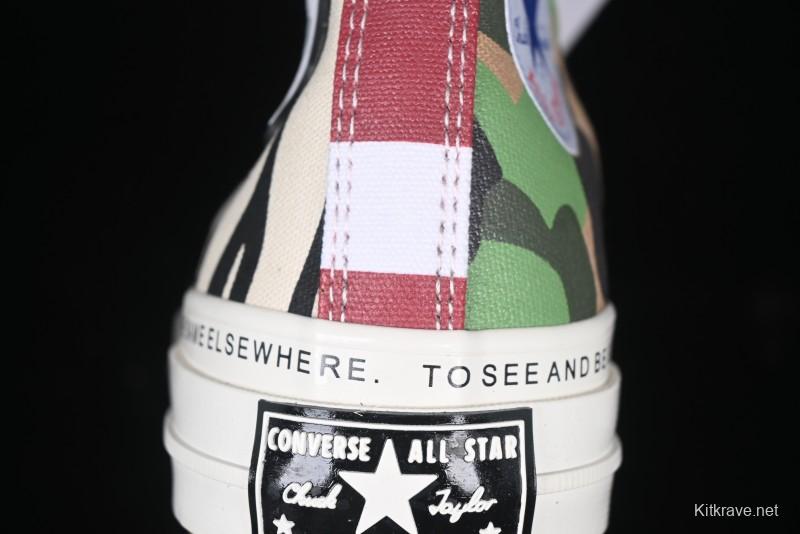 Converse x Brain Dead High Top Casual Sneakers with Mismatched Camouflage Design - A12219C