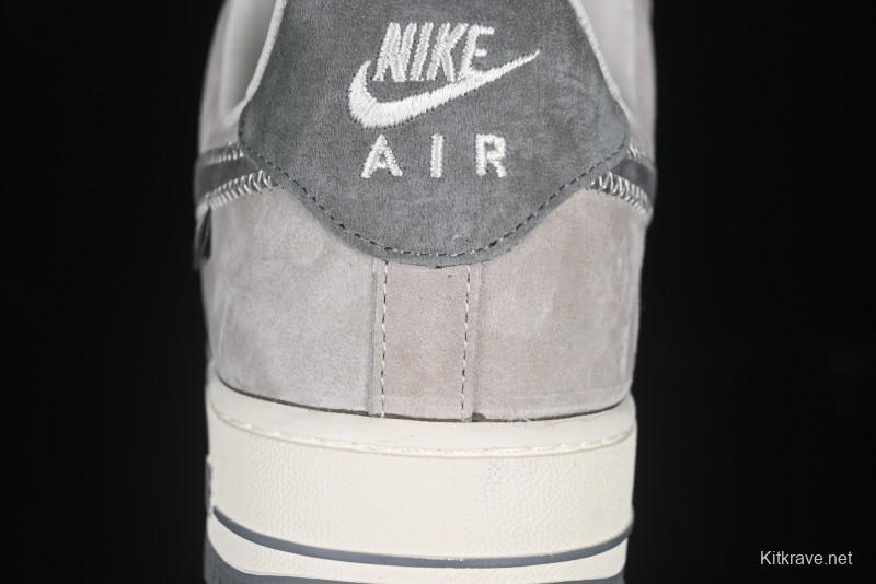 Nike Air Force 1 '07 Low Violent Bear Collaboration Grey Embroidered Swoosh Low-Top Casual Sneakers - KK1988-047