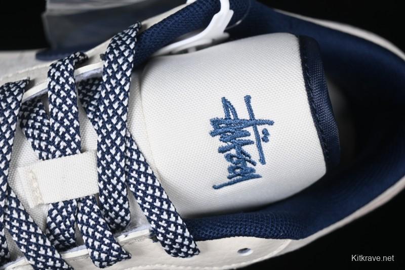 Nike Air Jordan 1 Low Stussy Collaboration - Light Grey Blue Hook Retro Basketball Shoes - SJ9950-046