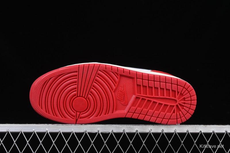 Nike Air Jordan 1 Low AJ1 White Red Black Hook Casual Sneakers - HQ6998-600