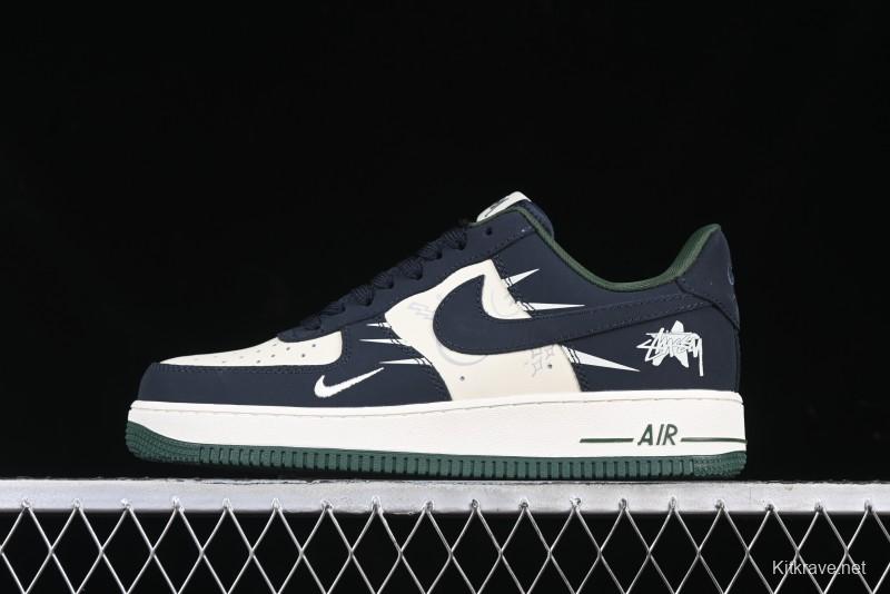 Nike Air Force 1 '07 Low Stussy Collaboration Explosive Blue Low-Top Casual Sneakers - KK1988-040
