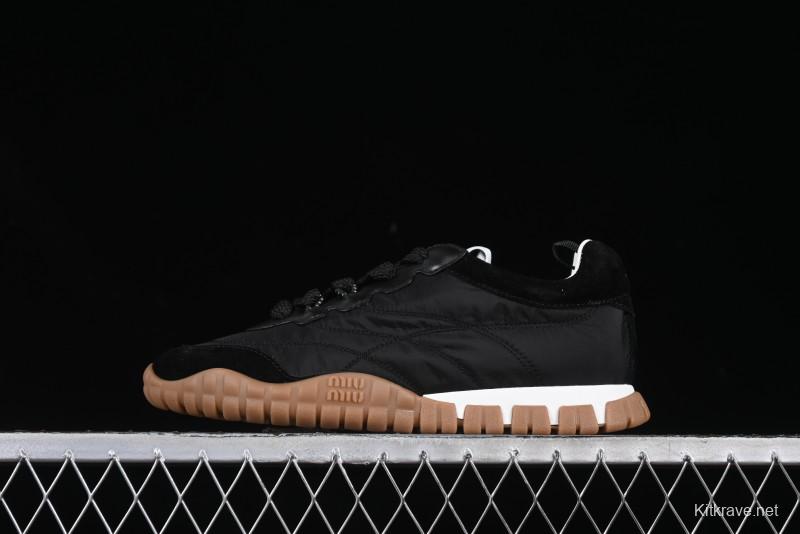 Miu Miu Suede Round Toe Lace-Up Women's Low-Top Casual Shoes - 99D4