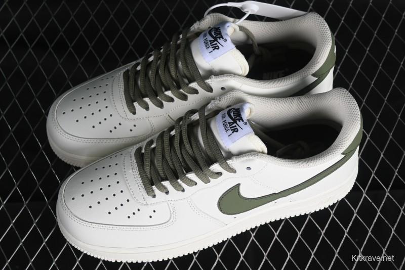 Nike Air Force 1 '07 Low Casual Sneakers in White Green Colorway - CQ5059-110