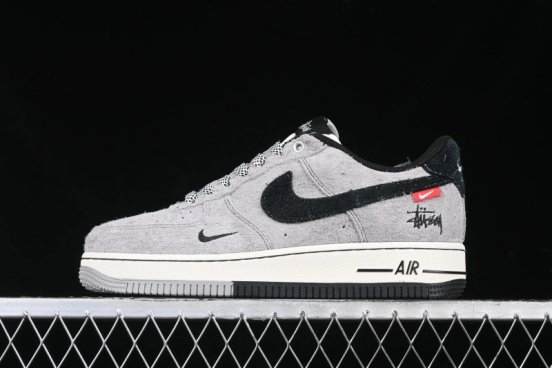 Nike Air Force 1 '07 Low Stussy Collaboration - Suede Grey Low-Top Casual Sneakers - SJ6698-018