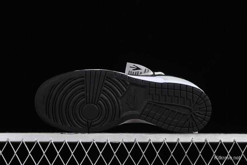 Nike Dunk Low Letter Panda Black Grey High Street Deconstructed SB Strap Low-top Casual Skate Shoes - CW1590-100