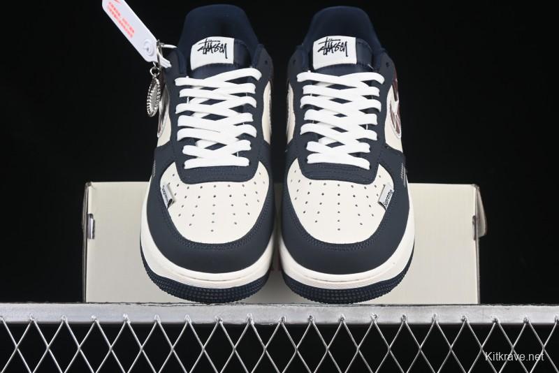 Nike Air Force 1 '07 Low Stussy Collaboration White Blue Chocolate Low-Top Casual Sneakers - KK1988-061