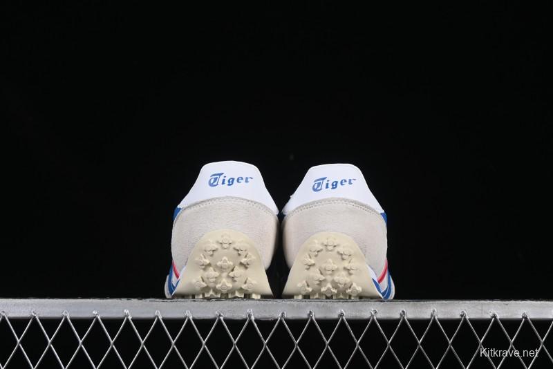 Onitsuka Tiger Vintage Runner Sneakers - White/Grey with Blue & Red Accents