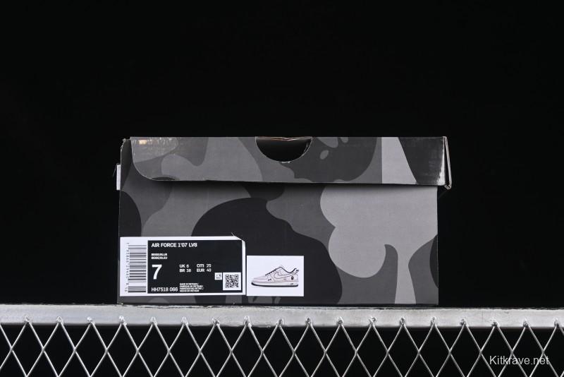 Nike Air Force 1 '07 Low Bape Collaboration Off-White Navy Blue Casual Sneakers - HH7518-066
