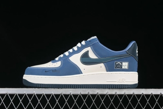 Nike Air Force 1 '07 Low Collaboration White Blue Ghost Face Casual Sneakers with Strap - KK1988-068
