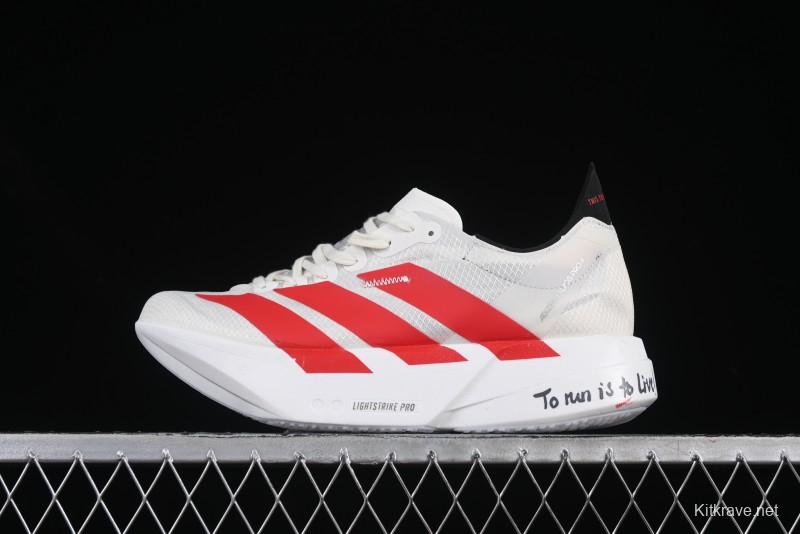 Adidas Lightstrike Pro Running Shoes - White/Red with Inspirational Design