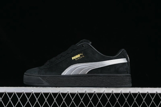 PUMA Suede XL Classic Men's Sneakers - Black with Metallic Silver Accents