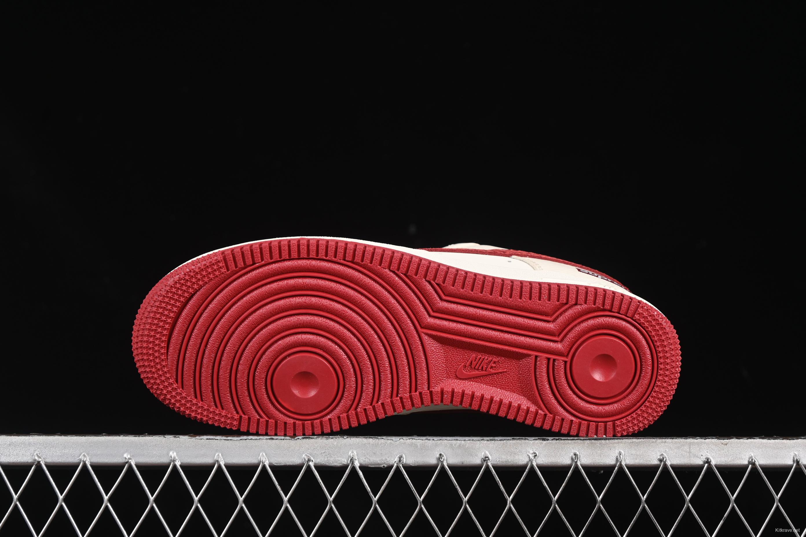 Nike Air Force 1 '07 Low Supreme Collaboration Sneakers with Red Snake Swoosh - DF0188-040