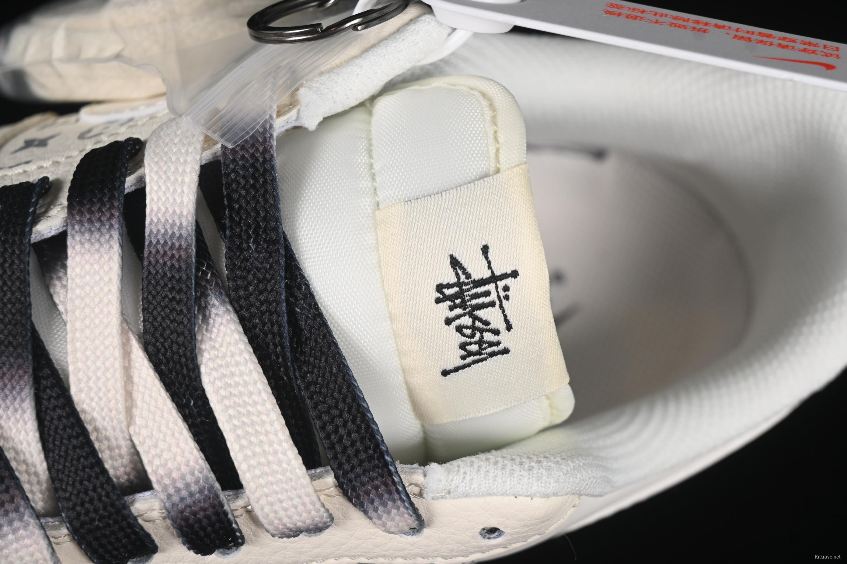 Nike Air Force 1 '07 Low Stussy Collaboration Black Dual-Print Casual Sneakers - HH7518-076