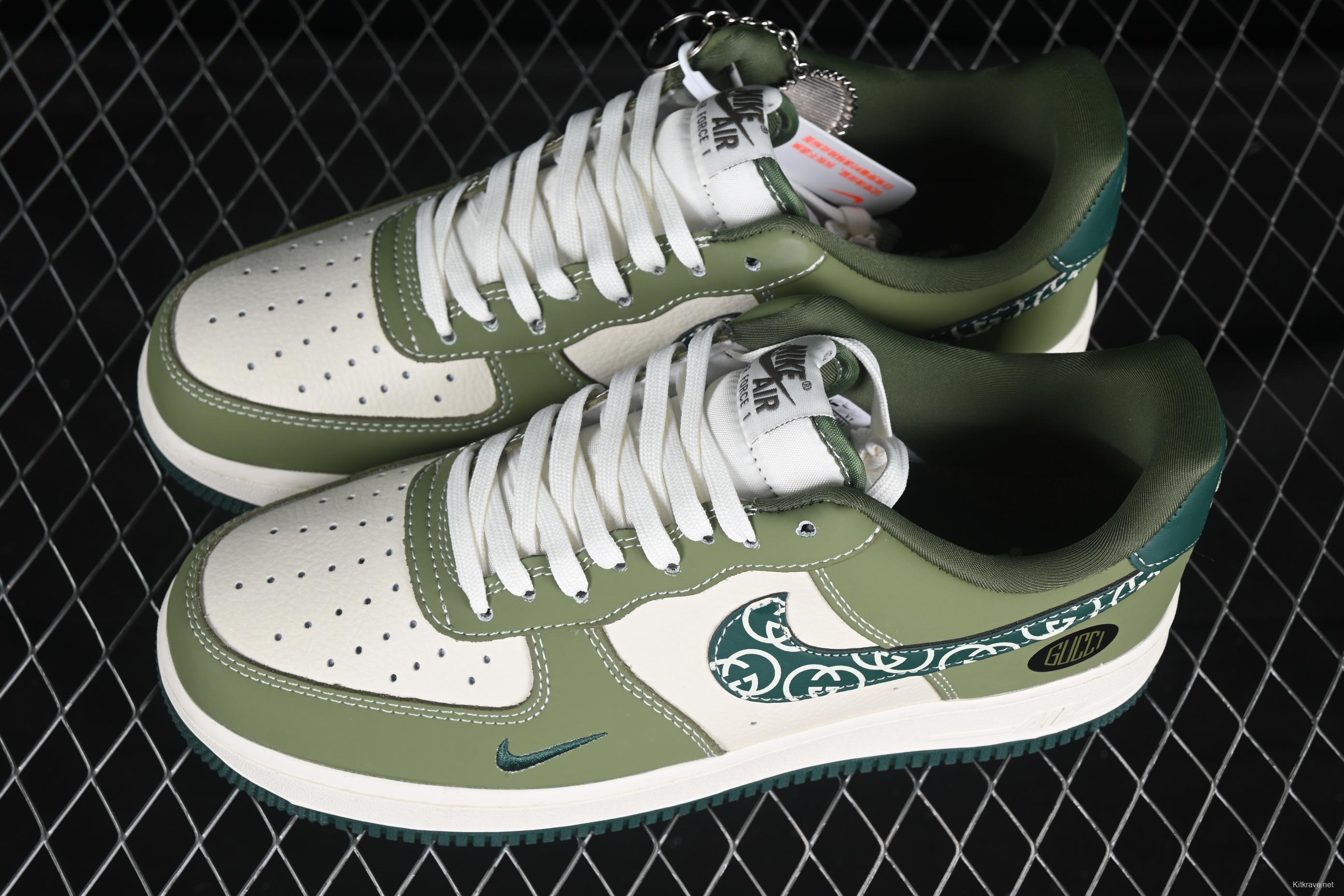 Nike Air Force 1'07 Low Gucci Collaboration Green Paisley Swoosh Casual Sneakers - KK1988-063