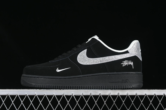 Nike Air Force 1 '07 Low Stussy Collaboration Silver Swoosh Starry Sky Casual Sneakers - DF0188-043